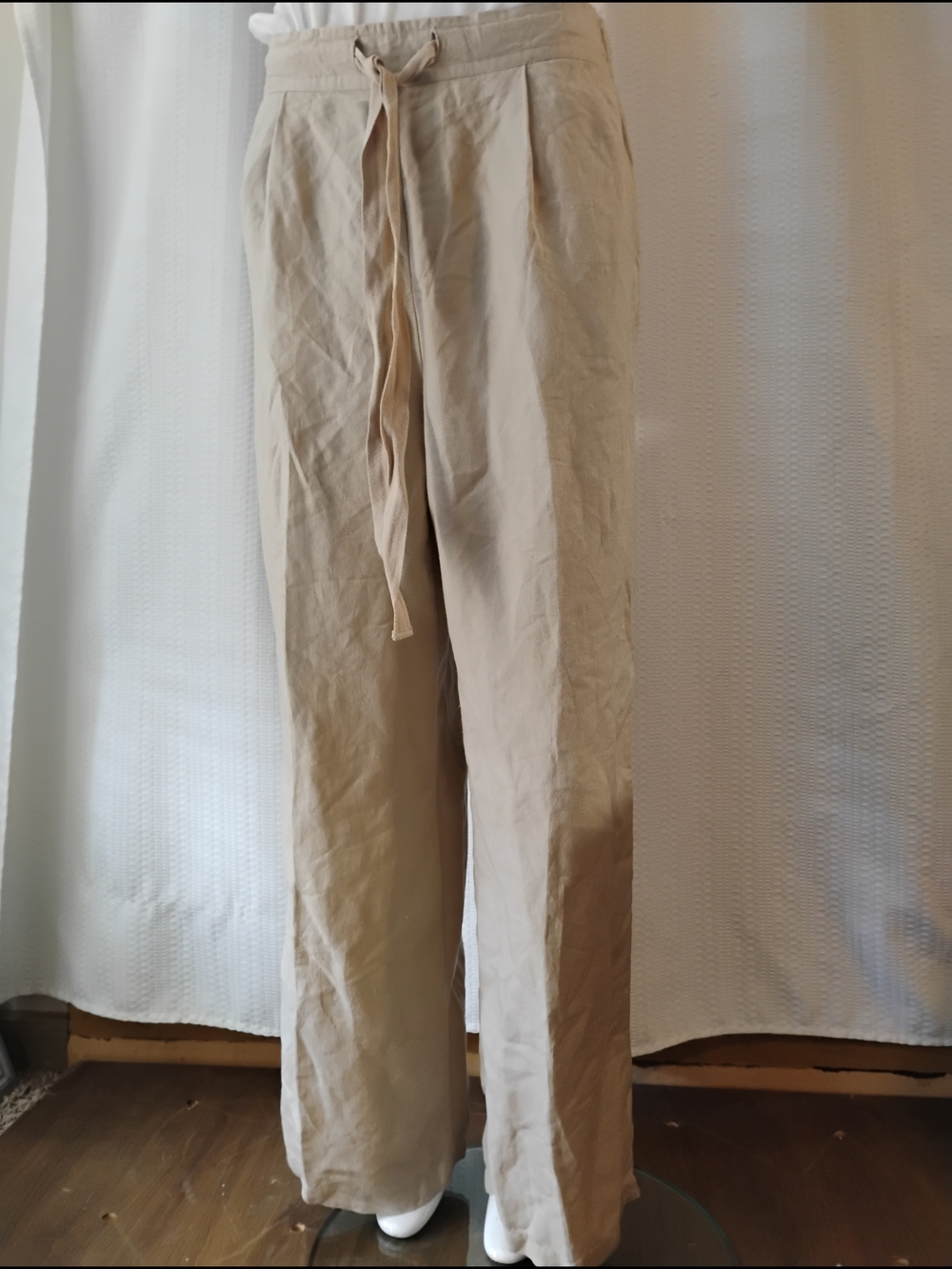 A New Day Women's Beige Drawstring Linen-Blend Pants Size M